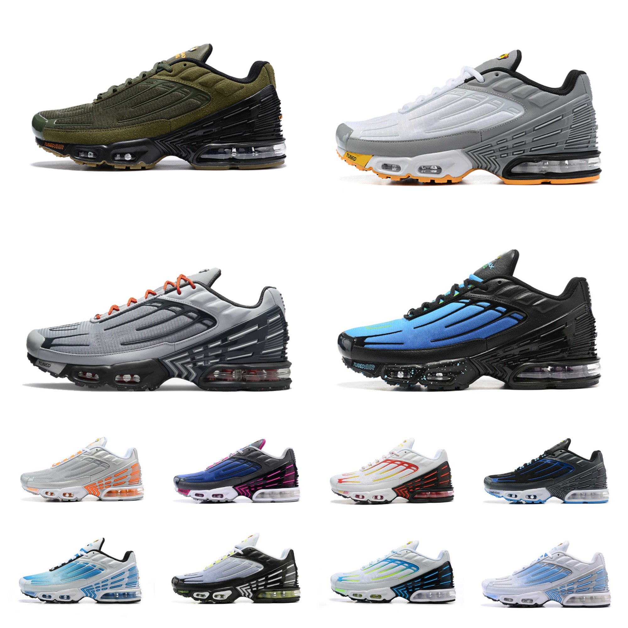 

2022 Airmaxs plus tn 3 running shoes tuned men women Olive Orange Laser Blue Aqua Volt Triple White Grey Light Bone Yellow Be True mens trainers outdoor sports sneakers, Bubble package bag