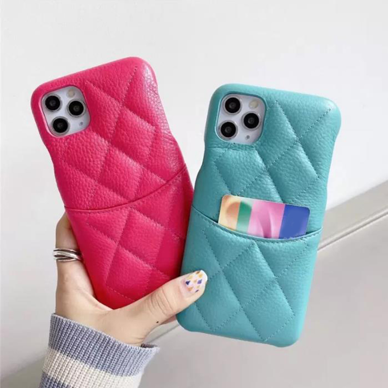 

Luxury Designer Leather Card Pocket Cases For Iphone 12 13 11 14 Pro Max Promax 14plus XS XR X For Women Letter Phones Case 11165Z, Black