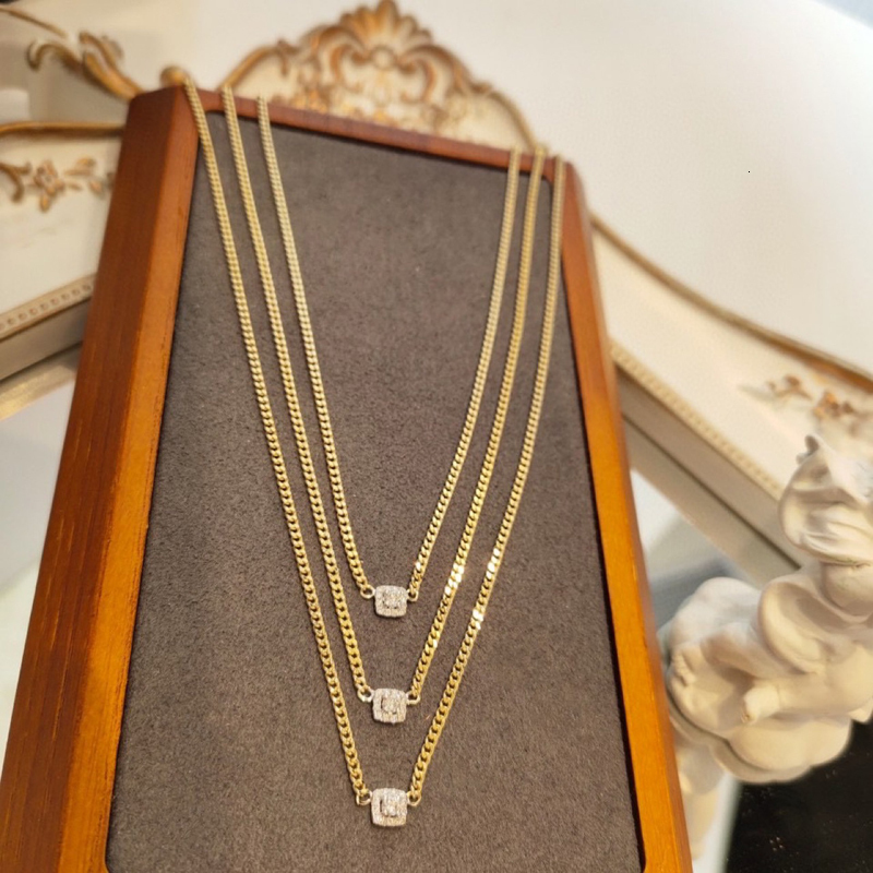 

Pendant Necklaces YUNLI Real 18K Gold Necklace Pure AU750 Chain 10 Points South African Diamonds Vintage for Women Fine Jewelry 221114