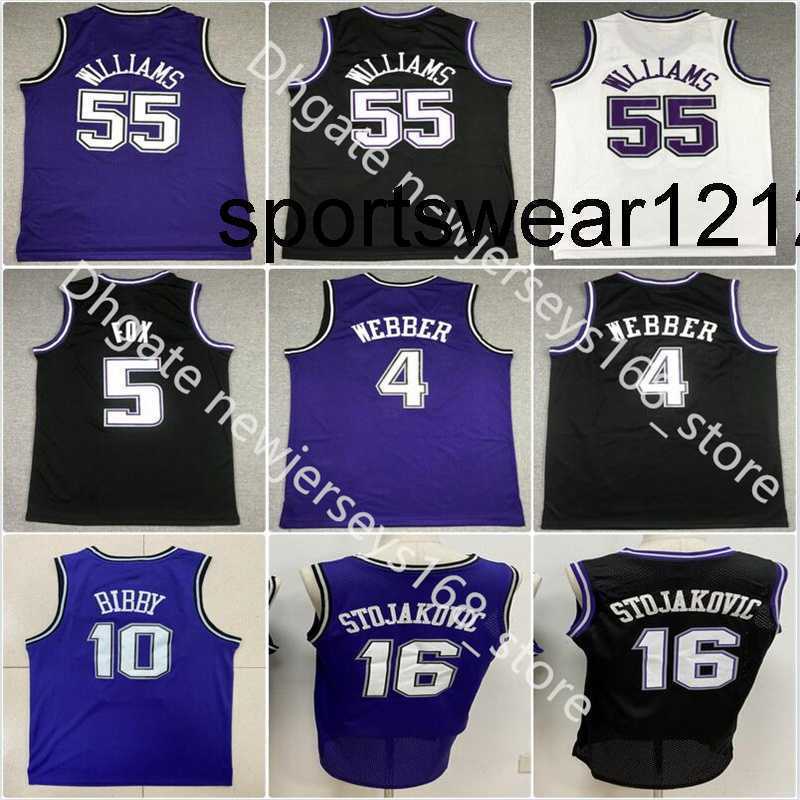 

Retro Mitchell Ness De'Aaron Chris 4 Webber 5 Fox Basketball Jerseys Jason 55 Williams Black Purple White Sacramento''Kings''Men, As the picture
