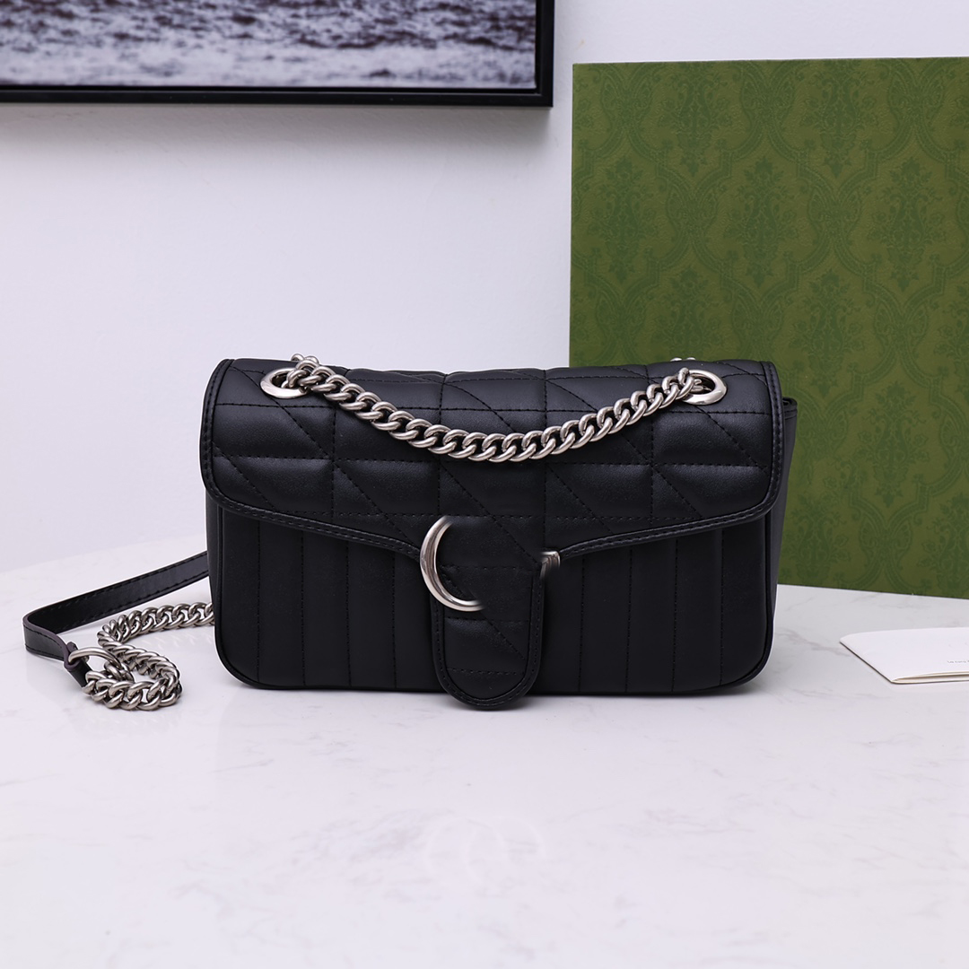 

7A Luxury Designer Womens Handbag Genuine Leather Crowhide Non-adjustable Shoulder Straps, Black