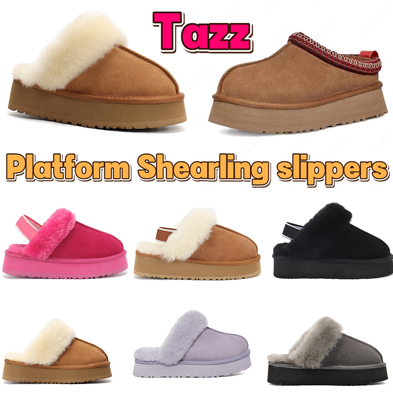 

Australia Tazz Slippers Disquette platform Slipper men women shoes winter Snow Boots Ultra Mini boot Ankle booties Suede Shearling slides warm Designer fur slide, Bubble wrap packaging