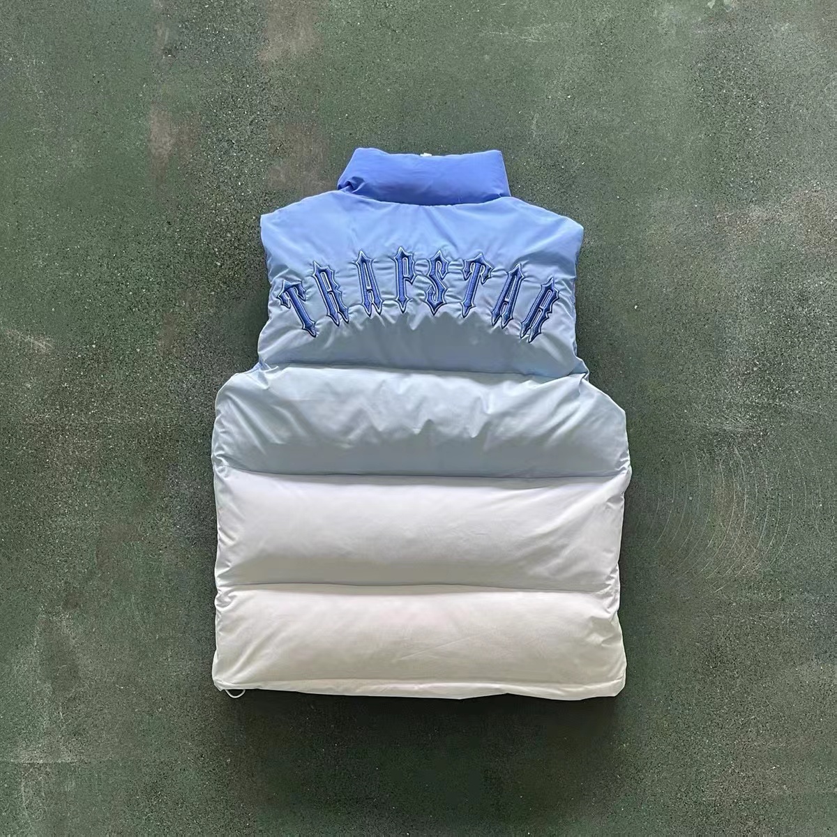 

Designer Hoodie Men Jacket Women Vests Same Style Vest Trspstar Warm Embroidery New Blue White Gradient Down Coat Collar Sleeveless Superior Quality Oversize, Beige