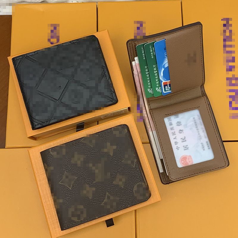 

5AA New Quality Designers Men genuine leather wallets flower card holder France Paris plaid style purse mens Clutch wallet women luxurys Man Bags with box