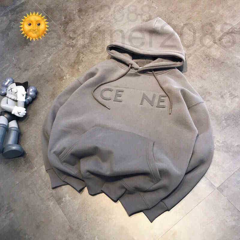 

Women's Hoodies & Sweatshirts designer Factory Direct Sales men's women's 3D convex steel seal letter loose casual and versatile Terry Plush Pullover Hooded Sweater KYP, Iron-gray
