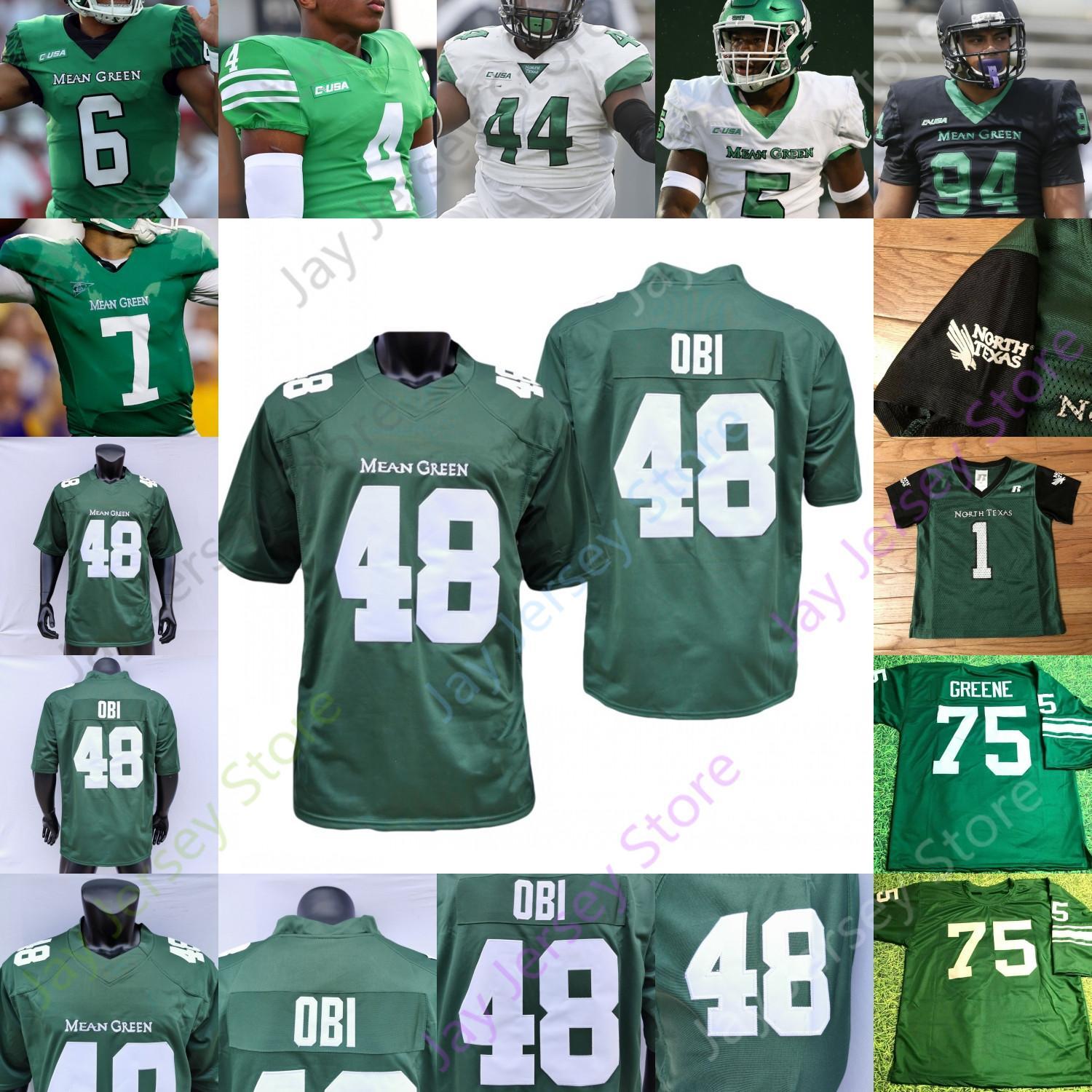 

North Texas UNT Mean Green Football Jersey NCAA College Joe Greene Austin Aune Ayo Adeyi KD Davis Jake Roberts Adaway III Johnson Burns Whit, Black