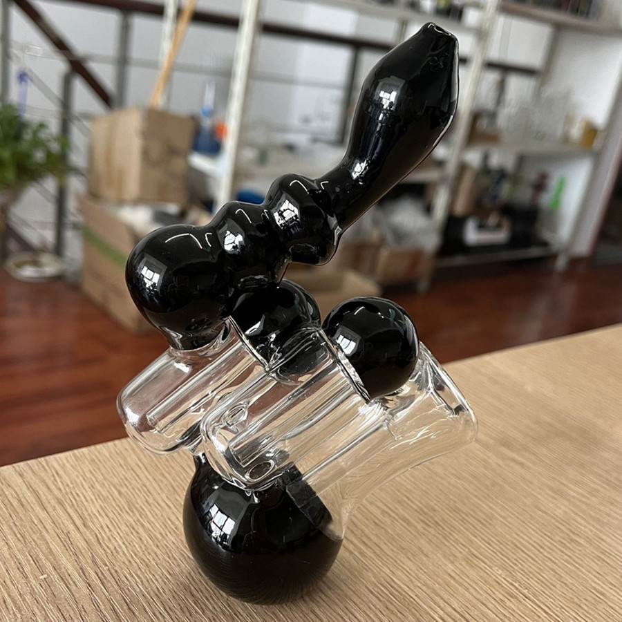 

Black Hookah Bubbler Heady Smoking Pipes Oil Burner Triple Chamber Glass Bubblers Smoking Water Bong Pipe Dab Rig Accessories