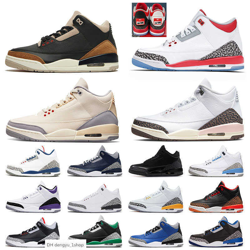 

New Jumpman 3 3s III Mens Womens Basketball Shoes Shady Desert Elephant Muslin White Cement Neapolitan Black Cat Designer Sports S designer shoe OG, 36-47 new white cement