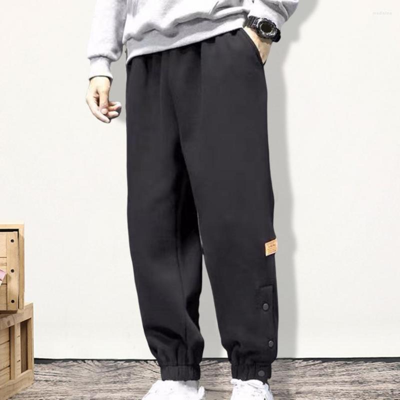 

Men's Pants Male Mid-rise Snap Split Spring Autumn Men Trousers Loose For Daily Wear, Grey