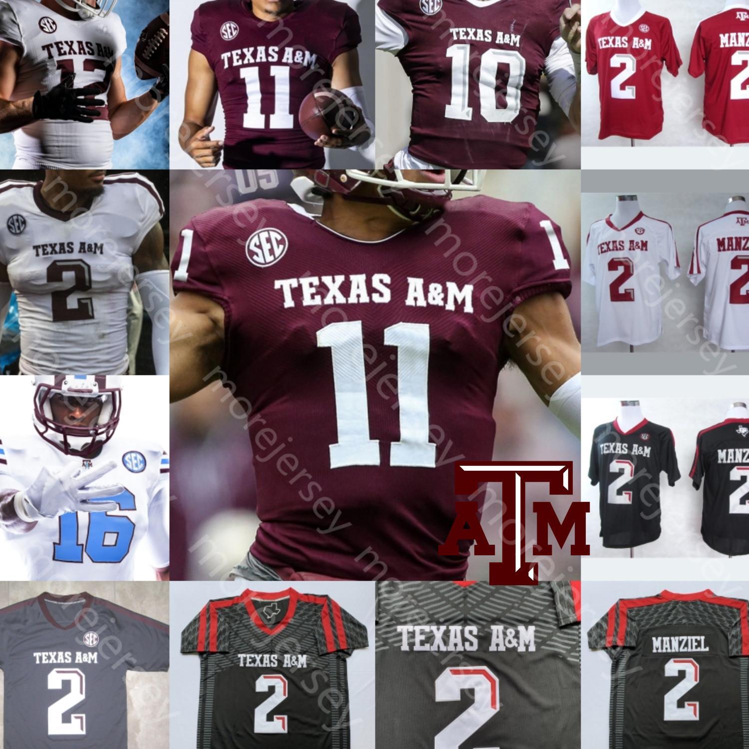 

Custom Texas A&M Aggies Football Jersey NCAA College Zach Calzada Richardson Wydermyer Matthews Ogbuehi Tannehill Joeckel Greg Hill Coryatt, Red ii