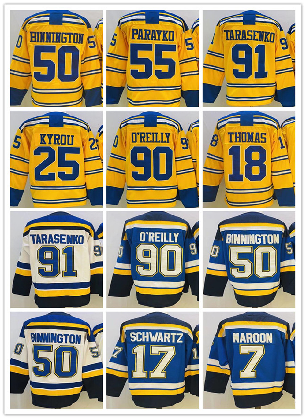 

Mens 90 Ryan O'Reilly 2023 Reverse Retro Jersey Colton Parayko Blues Vladimir Tarasenko Binnington Kyrou Robert Thomas Brandon Hockey Jerseys, As