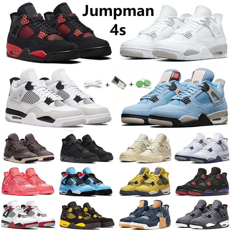 

Jumpman 4 4s Men Women Basketball Shoes Military Black Cat Red Thunder White Oreo UNC Blue Sail Shimmer Lightning Bred Grey Infrared Mens Trainers Sports Sneakers, Color#45