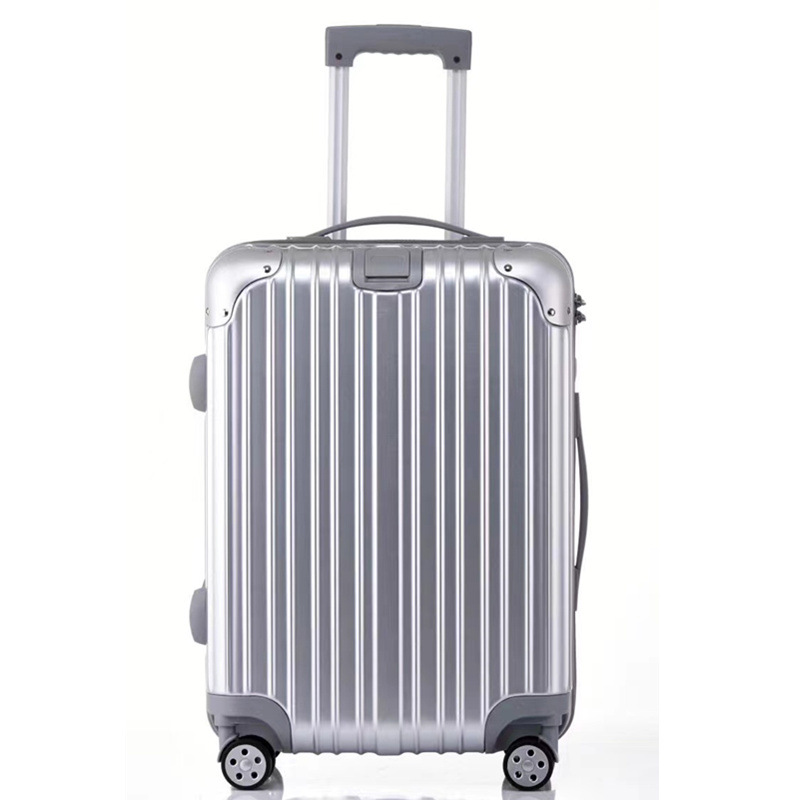 

Bags Womens suitcase aluminum frame trolley case travel cases universal wheel men's sturdy and durable password leather case 24 inches, Luxury silver [zipper style]