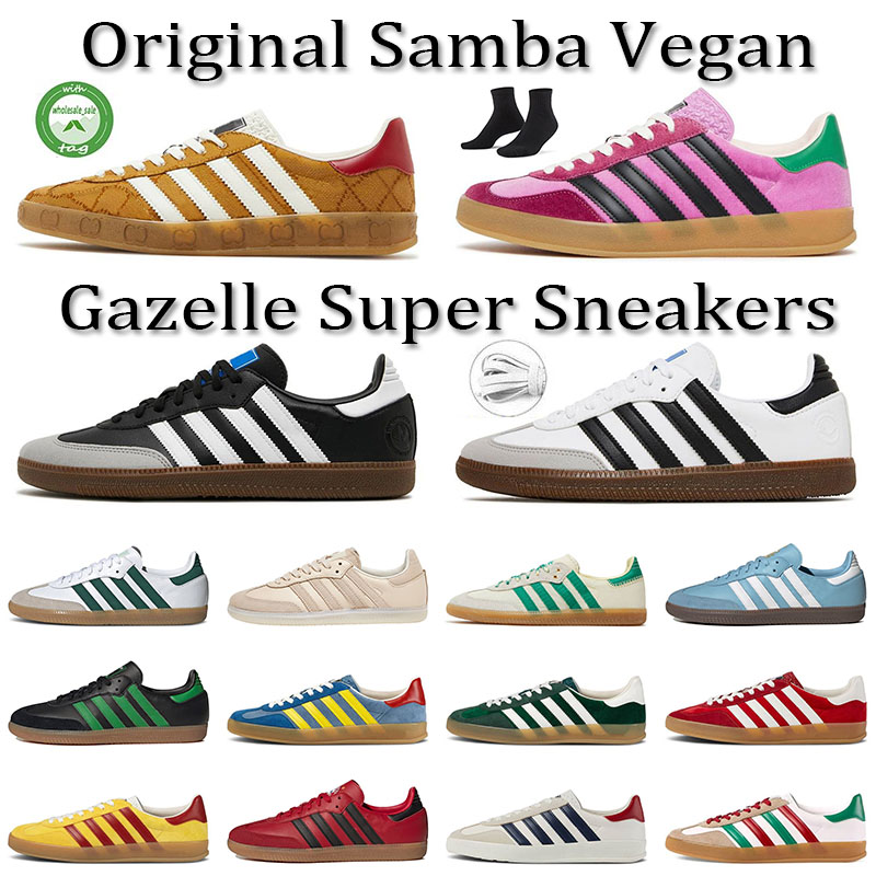 

Designer Gazelle Casual Shoes Samba Series BW Army Skate Mens Womens Gazelles Sambas luxury Vegan pink Velvet Red Black White Gum trainers sports sneakers size 36-45, Wales bonner collegiate navy yellow 36-4