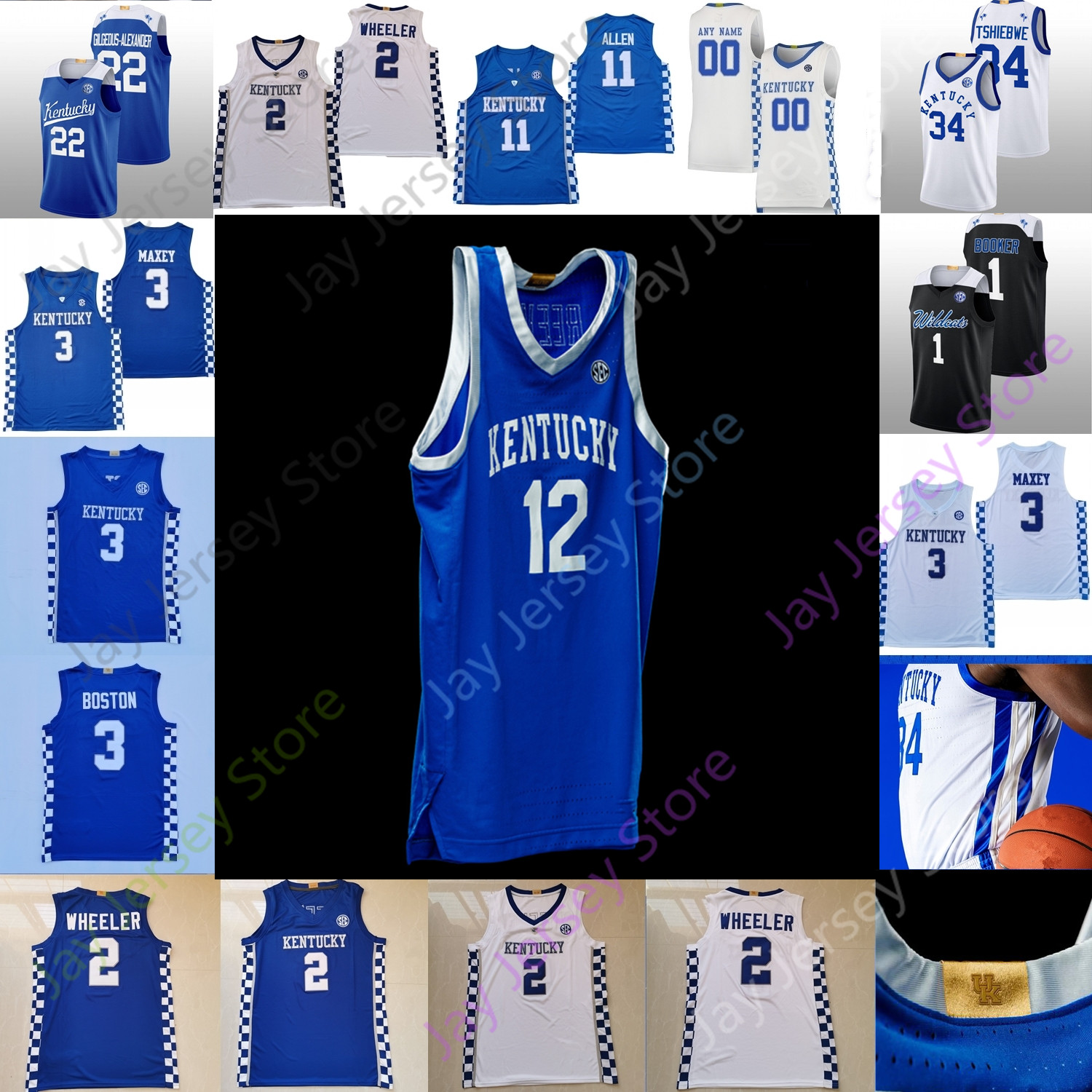 

Kentucky Wildcats Basketball Jersey NCAA College Antonio Reeves CJ Fredrick Jacob Toppin Cason Wallace Livingston Onyenso Ware Thiero Tshiebwe Clarke Maxey Davis, 2021 blue white