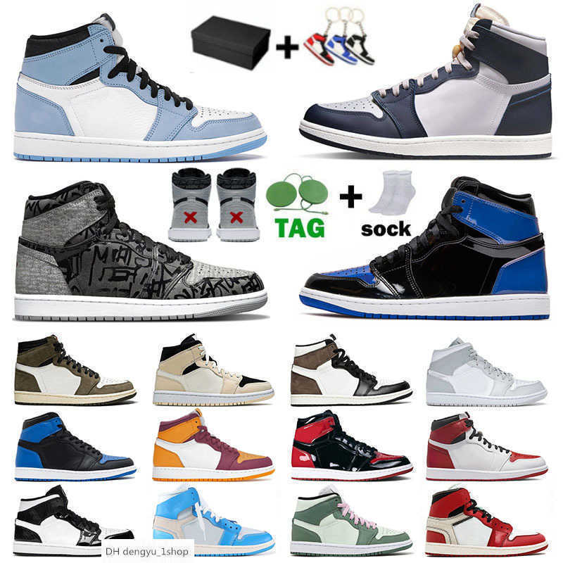

Basketball Shoes Sports Sneakers Trainers Designer University Blue High Heritage Mid Dutch Green Carbon Fiber Jumpman 1 1S Mens Wome OG shoe, 36-46
