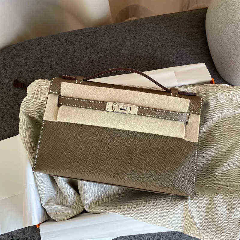 

Designer Kellies Handbags trend genuine leather women's generation net red solid color handbag Single Shoulder Mini square wm, Palm print elephant grey