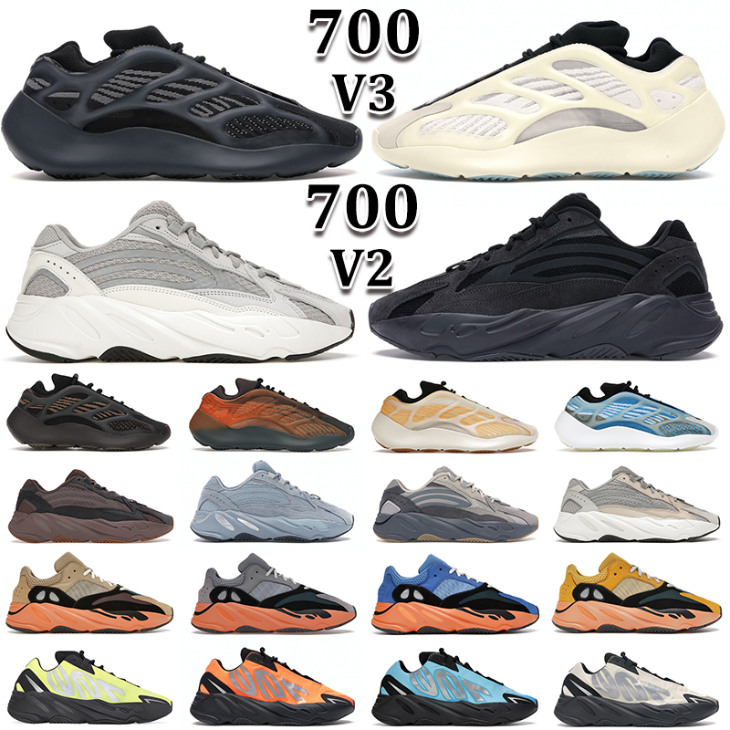 

700s Wave Runner Running shoes v2 v3 Solid Grey Cream Sun Bright Mauve Hospital Blue Wash Orange Enflame Amber women trainers yeezy sneakers 700, Box