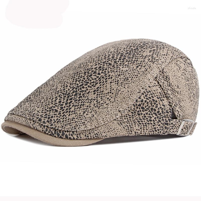 

Berets HT3030 Spring Summer Men Women Beret Hat Snake Skin Pattern Cap Adjustable Ivy Sboy Flat Artist Painter, Black