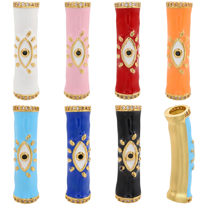 

Enamel Evil Eye Tube Beads Charms for DIY Jewelry Bracelet Necklace Making