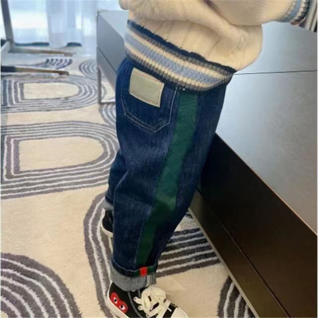 

pant blue jeans baby designer boy girl pants with Letter Ribbon Fashion Casual Jeans