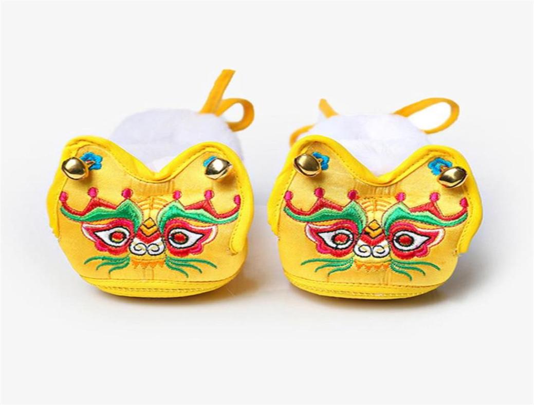 

First Walkers Chinese Culture Toddler Baby Tiger Head Cloth Shoes Bell Softsoled Manual Embroidery Warm And Soft For 01year271o, Yellow singer