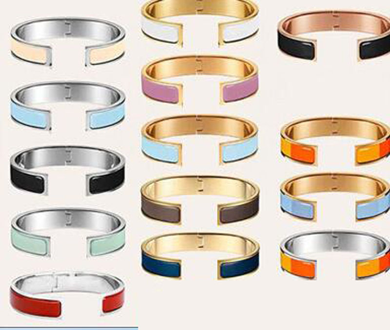 

Classic Enamel Love Bracelets Bangles Right Angle style Lette 12mm Gold Silver Rosy Stainless Steel Cuff Bracelet Birthday for Her Women Teen Girls High Version