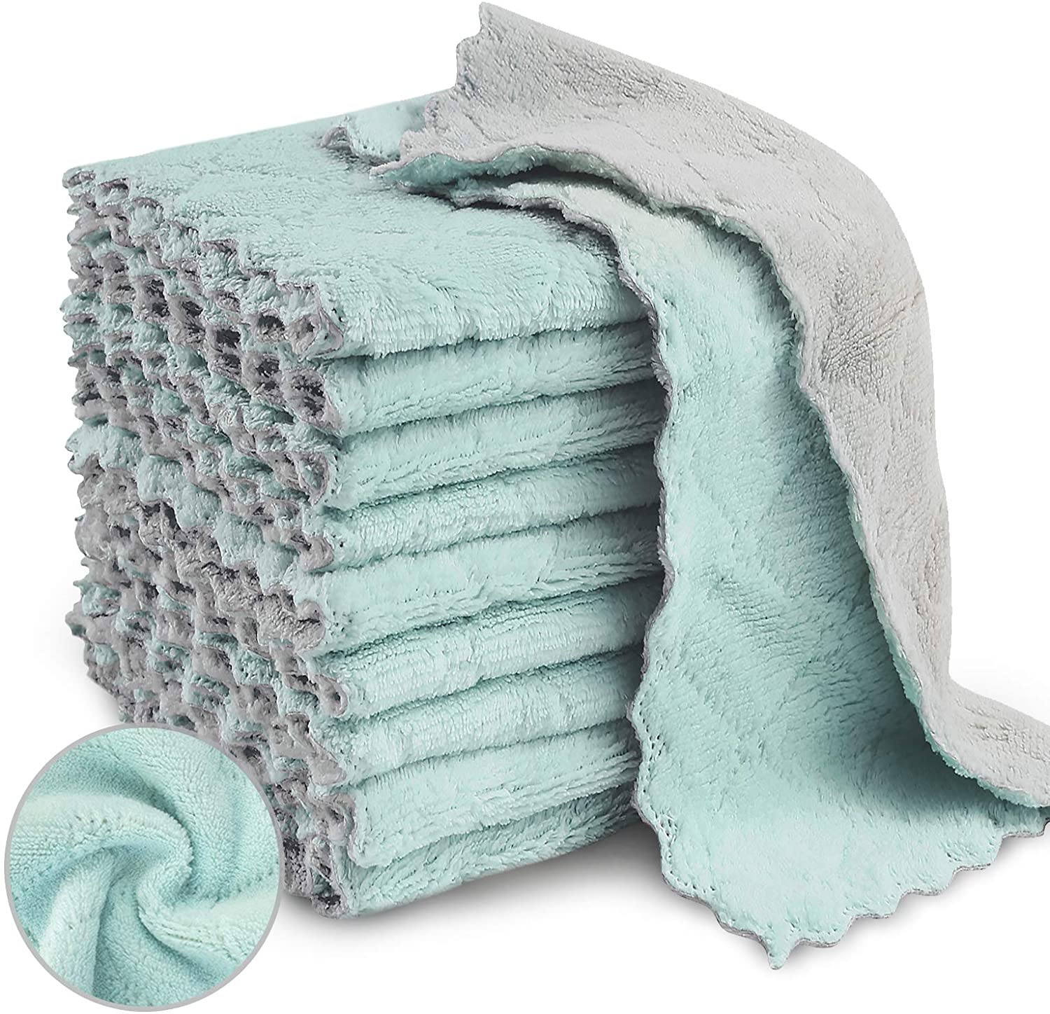 

5pcs Double-layer Absorbent Microfiber Kitchen Dish Cloth Non-stick Oil Household Cleaning Cloth Wiping Towel Home Kichen Tool