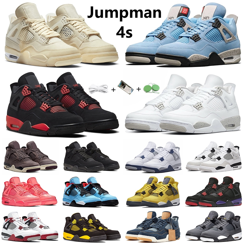 

Jumpman 4 4s Men Women Basketball Shoes Military Black Cat Red Thunder White Oreo UNC Blue Sail Hot Punch Lightning Bred Grey Infrared Mens Trainers Sports Sneakers, Color#45