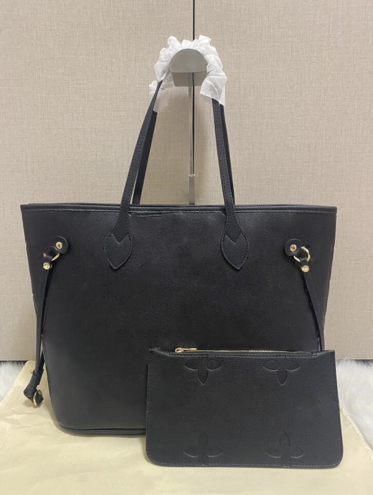

2pcs FASHION Shopping Bags WOMAN luxurys designers bags leather Handbags messenger crossbody shoulder bag Totes wallet lady clutch, Brown flower