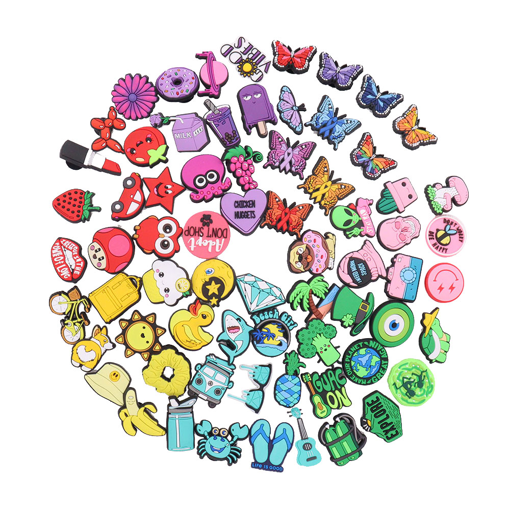 

Ready Stock 100Pcs PVC Cartoon Animals Shoe Designer Decorations Buckle Supplements For Croc Charms Jibbitz Button Clog