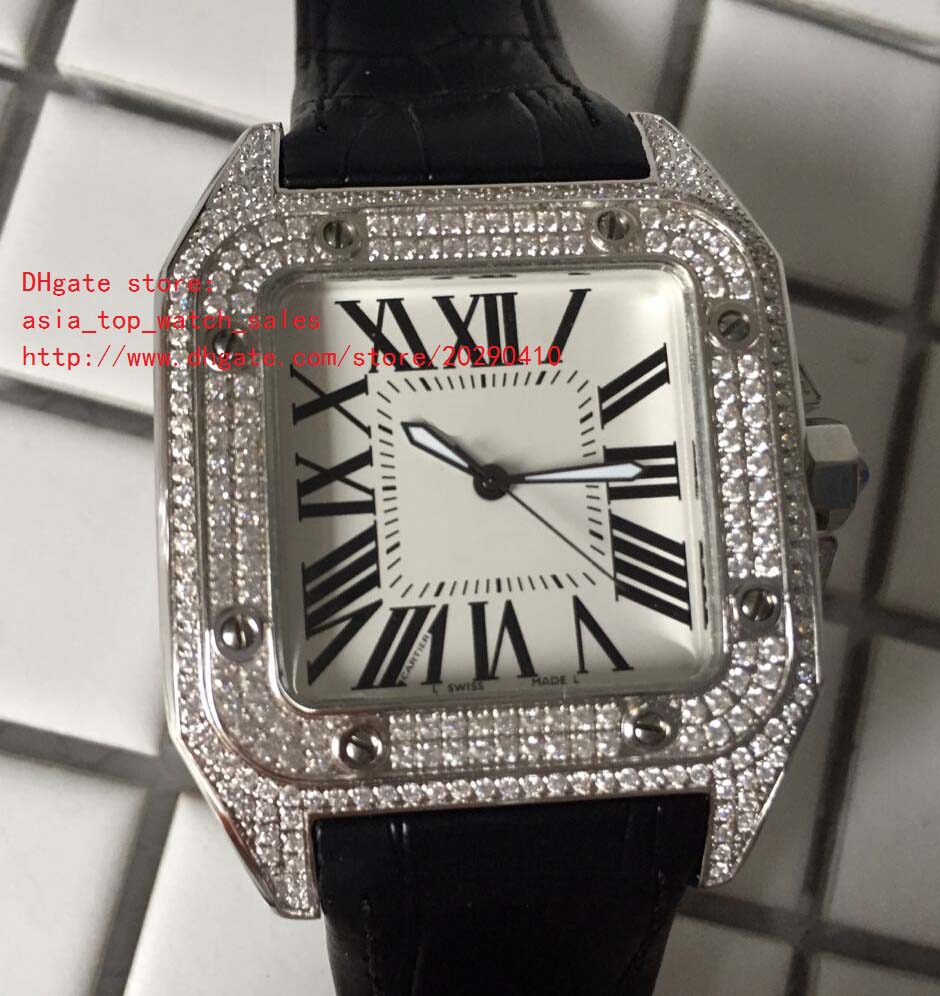 Classic 2 style Super Quality Men' s Wristwatches sapphire 40mm dial Luminous real 2813 movement Stainless steel set Diamond case Leather st