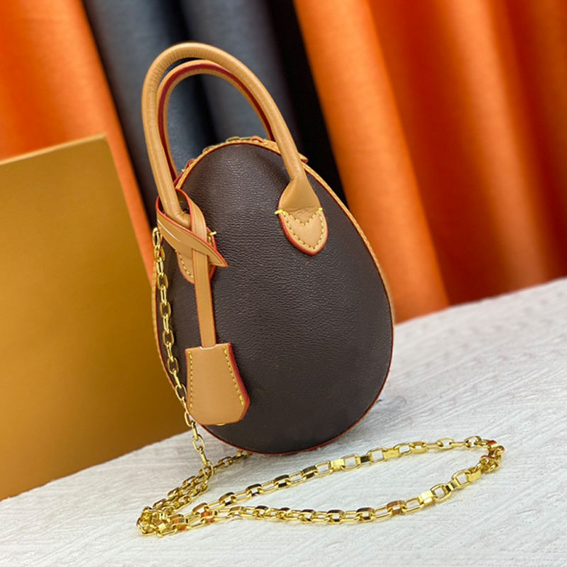 

Cosmetic Bags Cases Egg Crossbody Bag Canvas Leather Removable Chain Old Flower Handbags Purse Zipper Closure Fashion Letters Coin Purse