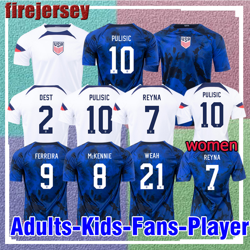 

22 23 Soccer Jerseys 2022 PULISIC MCKENNIE USWNT America Football Shirt United States AARONSON MEN KIDS SETS KITS MORGAN REYNA 81005, Away kids