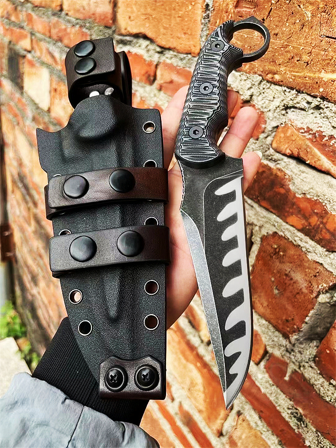 

H1203 Outdoor Fixed Blade Knife A2 Titanium Coating Blades Full Tang G10 Handle Outdoor Camping Hiking Tactical Knives with Kydex