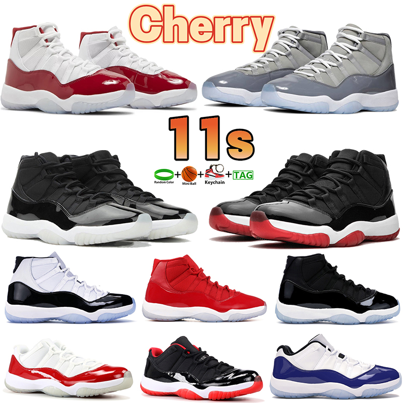 

jumpman 11 Basketball Shoes Mens Designer 11s Cherry Cool Grey Bred concord 45 Space Jam Cap and Gown Jubilee White Metallic Silver Platinum Tint Men Sneakers, No.42-