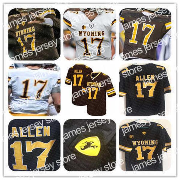 

American College Football Wear Men NCAA Wyoming Cowboy 17 Josh Allen College Football Jerseys Stitcehd Brown White Size -3XL, Without name on the back brown