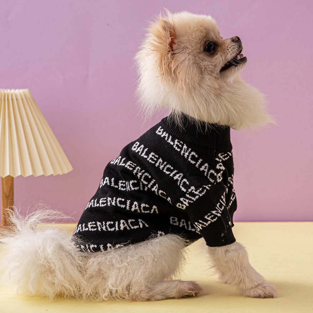 

Letter design Dog Apparel Winter Warm Pet Sweater Brands Dog Clothes Knitted Turtleneck Autumn Pets Coats Puppy Cat Sweatshirt Pullover Clothing, As the picture 2