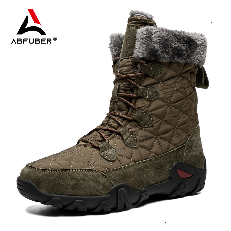 

Boots Super Warm Winter Men Snow Outdoor Suede Leather Shoes Man High Mid-Calf Keep Botas Hombre 221117, Khaki