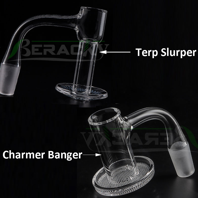 

Beracky Two Styles Full Weld Smoking Quartz Banger 20mmOD Charmer Blender Terp Slurper Fully Welded Beveled Edge Heady Quartz Nails For Glass Water Bongs Dab Rigs