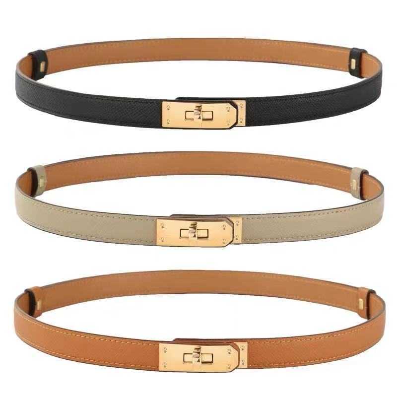 

Belt leather brown dress pants belt adhesive Kelly buckle h series retractable slim for women, Red
