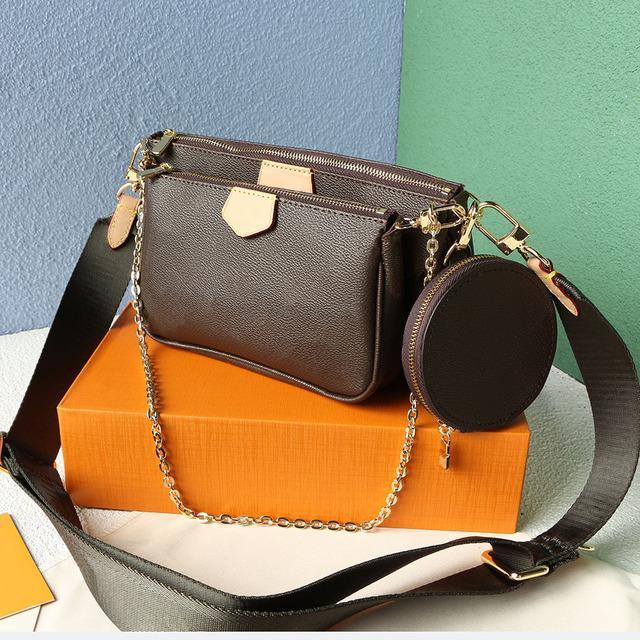 

High quality Three piece set Shoulder bag Womens bags Crossbody Purse Messenger Bags Handbags Flowers Designers PU Leather Handbag Brown