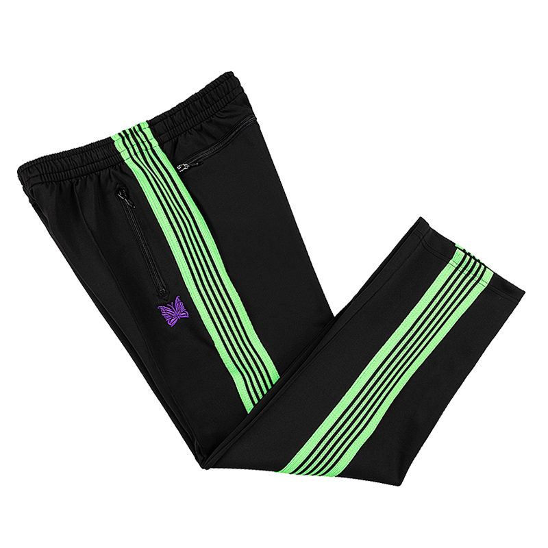

Green Striped Pants Men Women Embroidery Black Track Pants Trousers Jogger