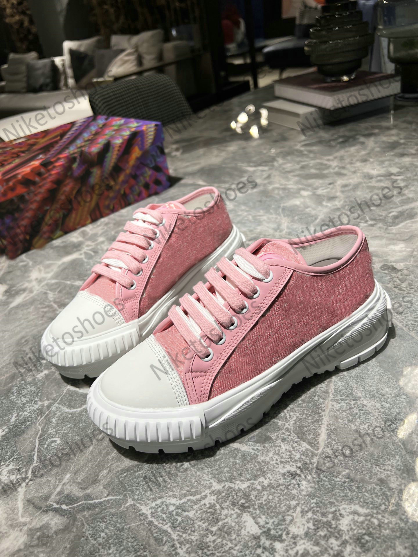 

SQUAD SNEAKER Boots Women Designers High-Top Shoes Navy Blue Pink Black White canvas Runner Trainers Platform Clunky Sneakers Luxurys Monograms Denim Circle, 03