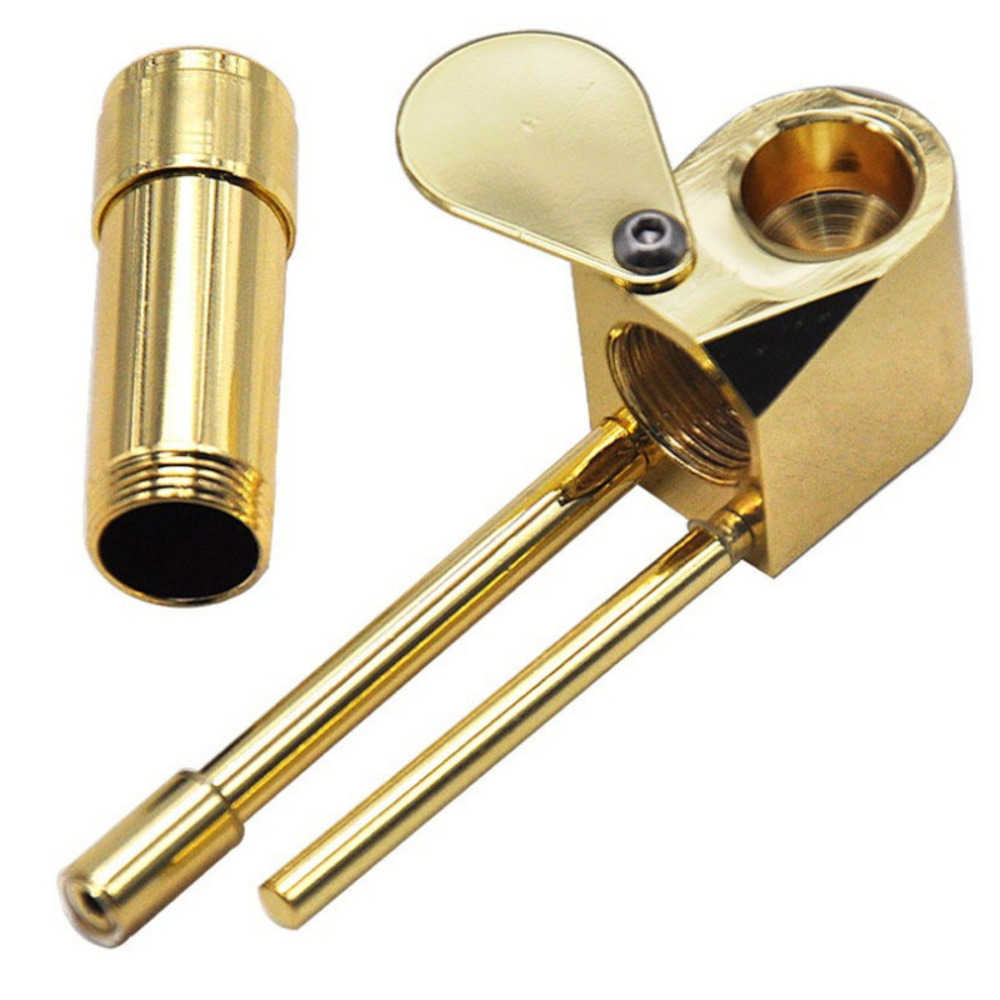 

Metal Smoking Pipe Gold Brass Mini Pipes Portable Removable Water Pipe For Smoke Tobacco Pipe