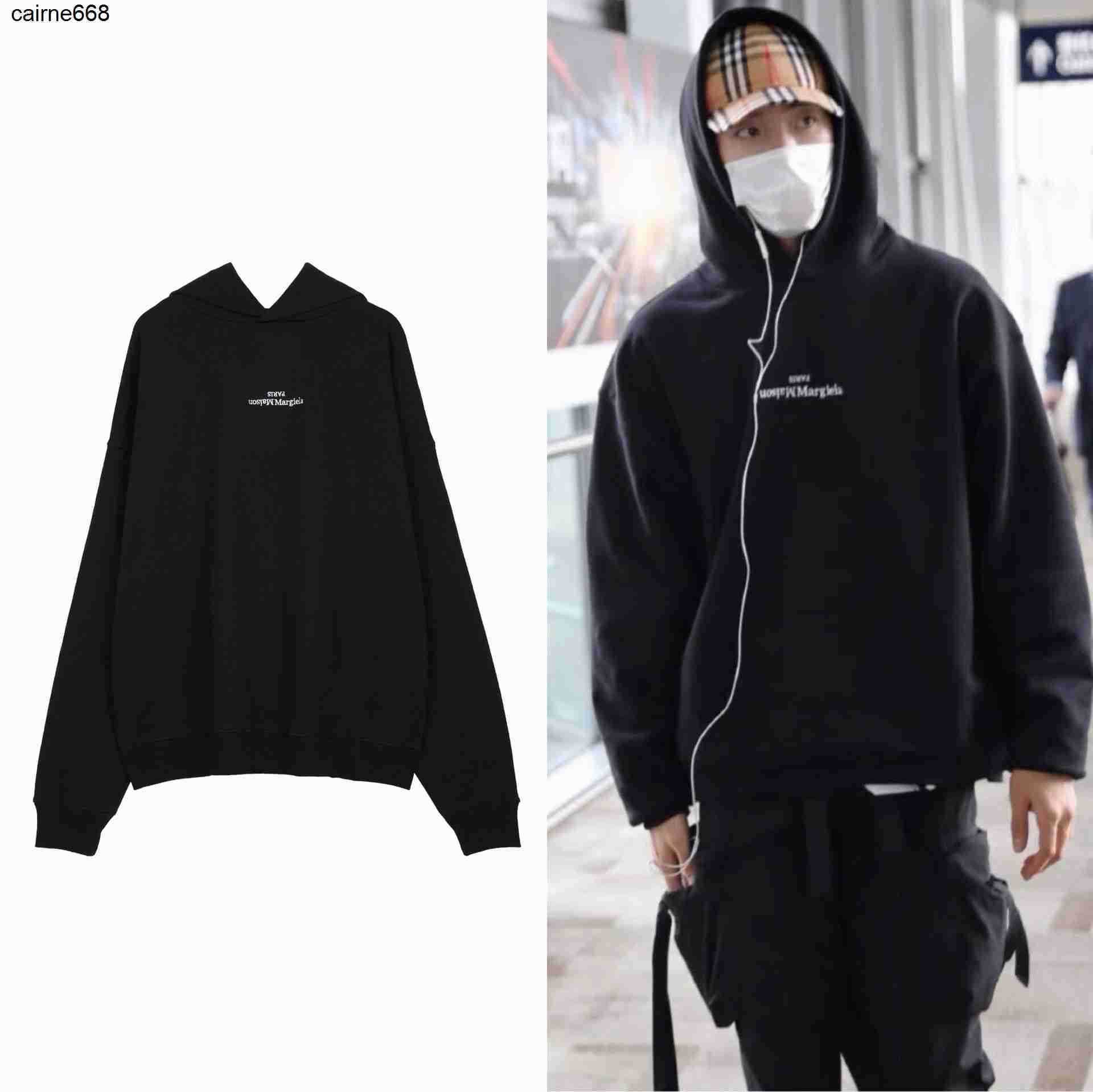 

Men's Hoodies designer Sweatshirts Maison Mm Margiela Reverse Embroidery Letter Pullover Loose Hoodie Sweatshirt, Black