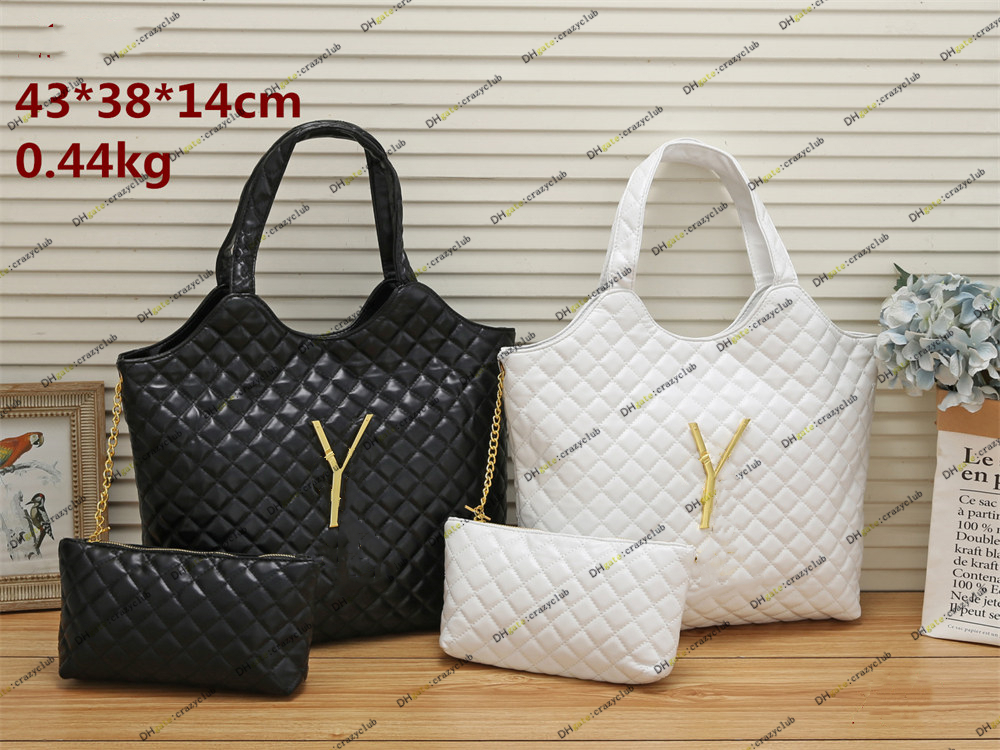 

Designer Classic Icare Maxi Leather Shopping Tote Bag In Quilted Lambskinl handbag Capacity Lady Casual totes wallet Women Fashion Shoulder Bags yslsity yslity, White