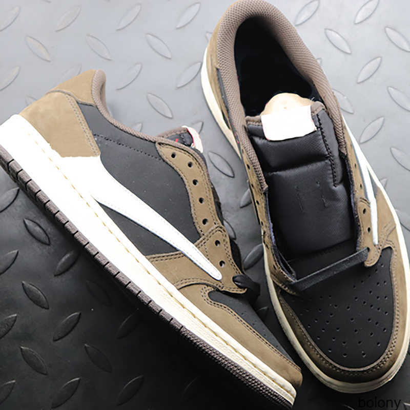 

Top Quality Jumpman 1 1s Basketball Shoes Pour hook weaving Low Travis Scotts 'Fearless Obsidian brown Mens Women Banned Bred Toe Chicago, #1