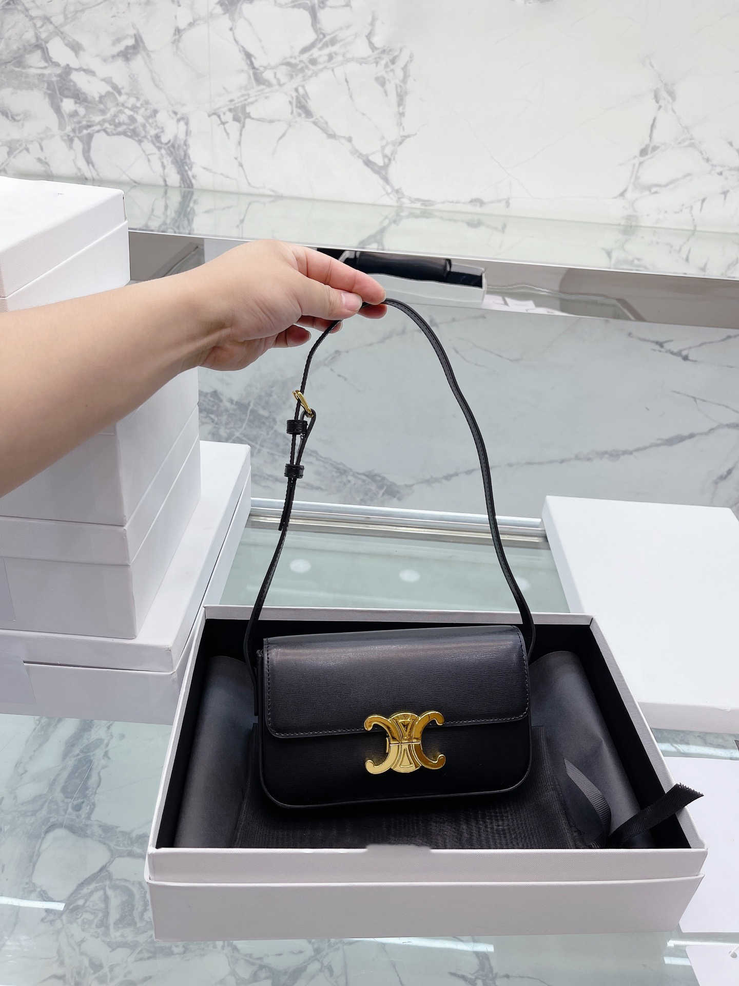 High quality shoulder 20cm caviar leather chain fashion messenger luxury designer high-end women's handbag