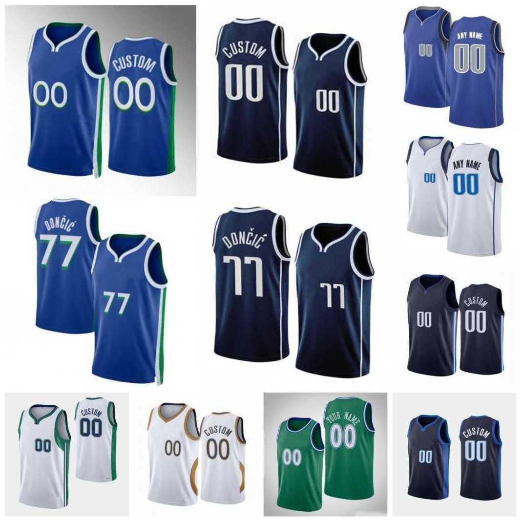 

Custom Printed 2022-23 New Season Basketball Jersey Luka blue 77 Doncic 3 Jaden Hardy 11 Tim Hardaway Jr. 26 Spencer Dinwiddie 44 Davis Bertans 7 Dwight Powell 6 patch, As